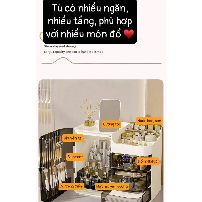 Tủ Đựng Mỹ Phẩm Để Bàn Kích Thước 26,5 cmx33,5cm x22cm 2
