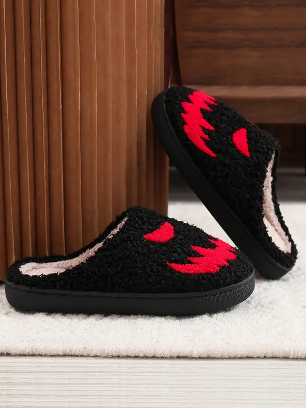 Women's 1 Pair Casual Warm Fluffy Slippers for Gift, Creative Patterned Home Slippers, Round Toe Soft Slippers for Fall & Winter 0