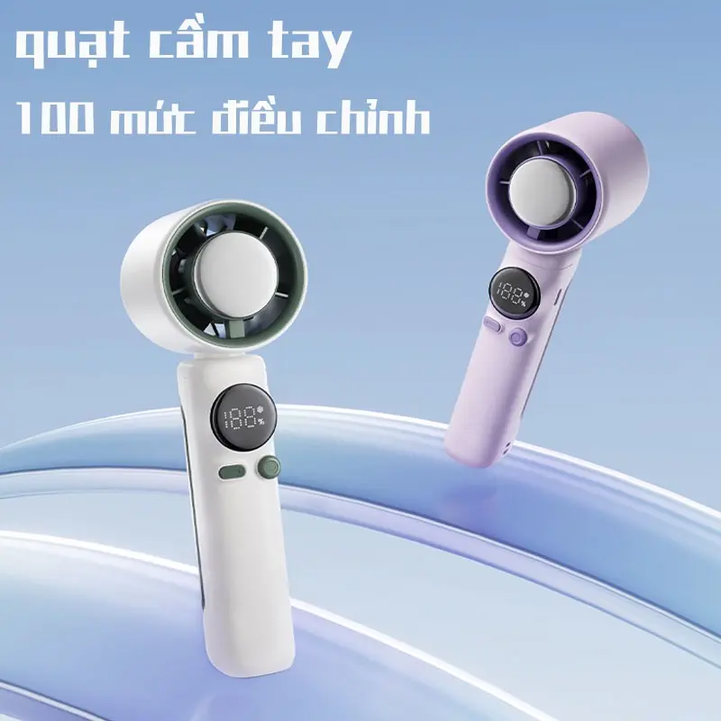 [Giảm giá cho khách hàng mới] Quạt mini điều chỉnh 100 tốc độ  có màn hình kỹ thuật số LED Quạt cầm tay có thể sạc lại