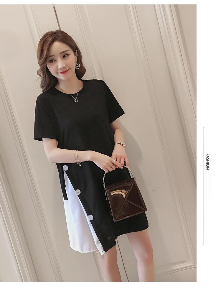 Product Introduction of Pregnant women's summer dress top loose large size Korean style bottoming shirt short sleeve mid-length T-shirt pregnant women's skirt pink  dress wrap  dress 20