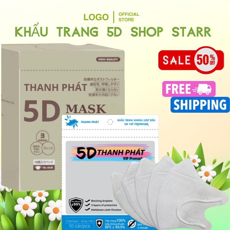 thùng 500 chiếc TẶNG 20 CHIẾC Khẩu Trang 5D THANH PHÁT MASK chính hãnġ cao cấp dày dặn chống tia UV và nước