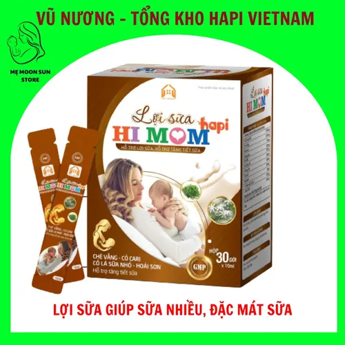 LỢI SỮA HI MOM HAPI hộp 30 gói. Hỗ trợ giúp sữa nhiều, thơm đặc sữa
