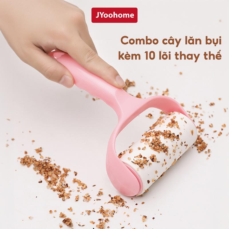 COMBO Cây Lăn + 10 Lõi Cây Lăn Bụi Làm Sạch Quần Áo Chăn Ga Đệm Sofa Lông Chó Mèo JYoohome 10 Cuộn Lõi Lăn Bụi Dự Phòng 60 Lớp