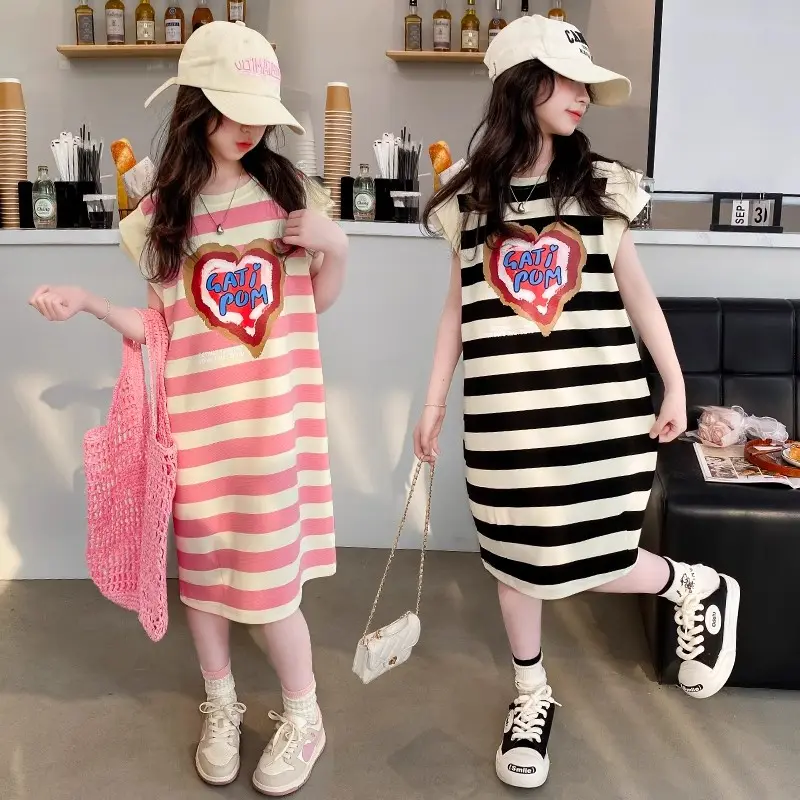 Váy Mùa Hè Cho Bé Gái, Phù Hợp Cho Bé 12 Tuổi Và Học Sinh Tiểu Học, Phong Cách Nước Ngoài, Váy Áo Thun Dệt Kim Công Chúa, Thích Hợp Cho Trẻ Lớn Và Trẻ Em 9 Tuổi, Hợp Xu hướng, Phong Cách Mùa Hè 4