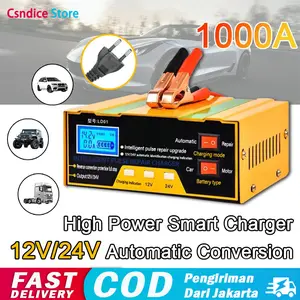 Charger Aki 12V/24V 6-105AH Lead Acid Smart Battery Charger Mobil Motor/Case Aki Mobil Charger Aki Otomatis Automatic Fast Smart Charger