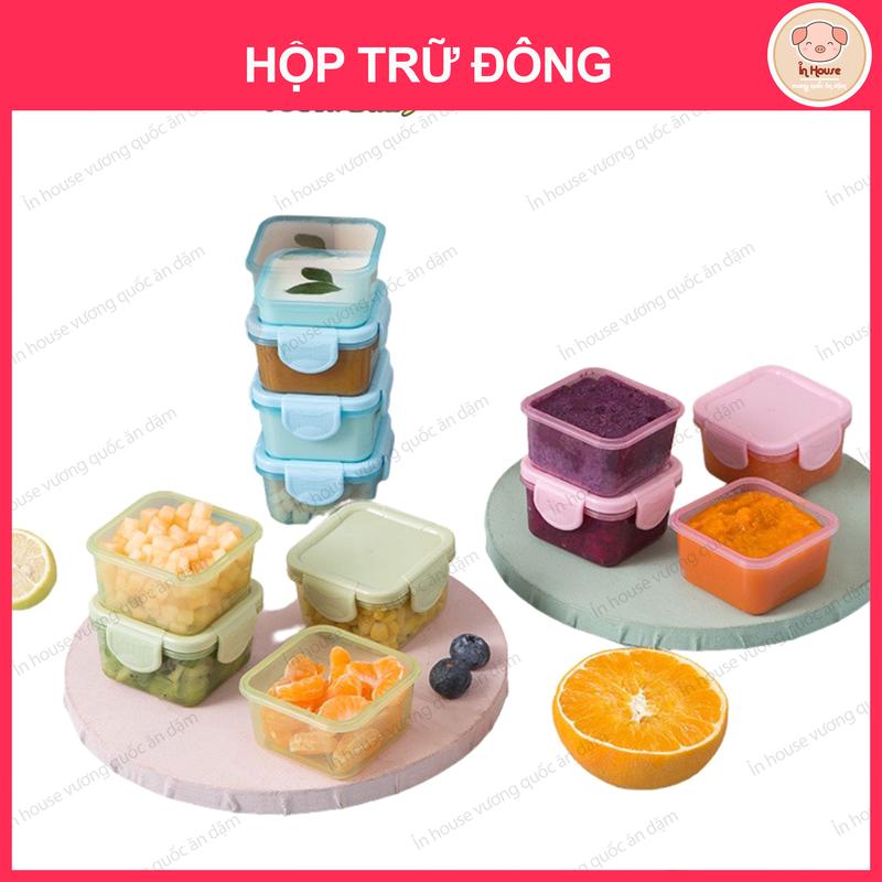 [Lẻ 1c] Hộp nhựa PP 60ml- Trữ Đông Chia Đồ Ăn Dặm Có Nắp chống trào đổ Bảo Quản Đồ Ăn Dặm Cho Bé