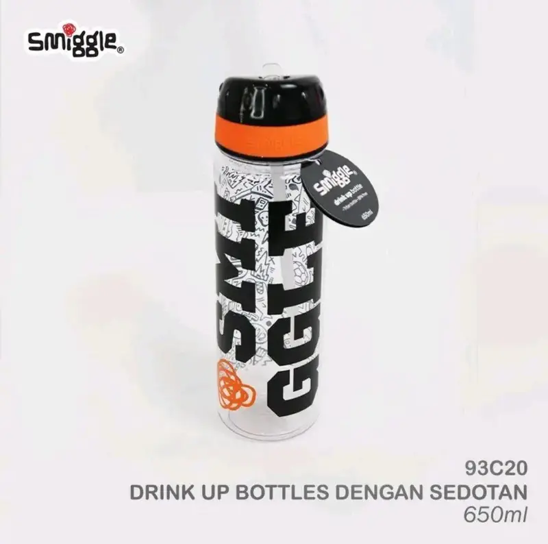 Drink Up Bottle Smiggle Botol Minum Anak Perempuan Laki-laki 650ml Terbaru Water Straw Bottles Kitchenware botol minum karakter Tahan Bocor Blue Water Bottles Sekolah 3