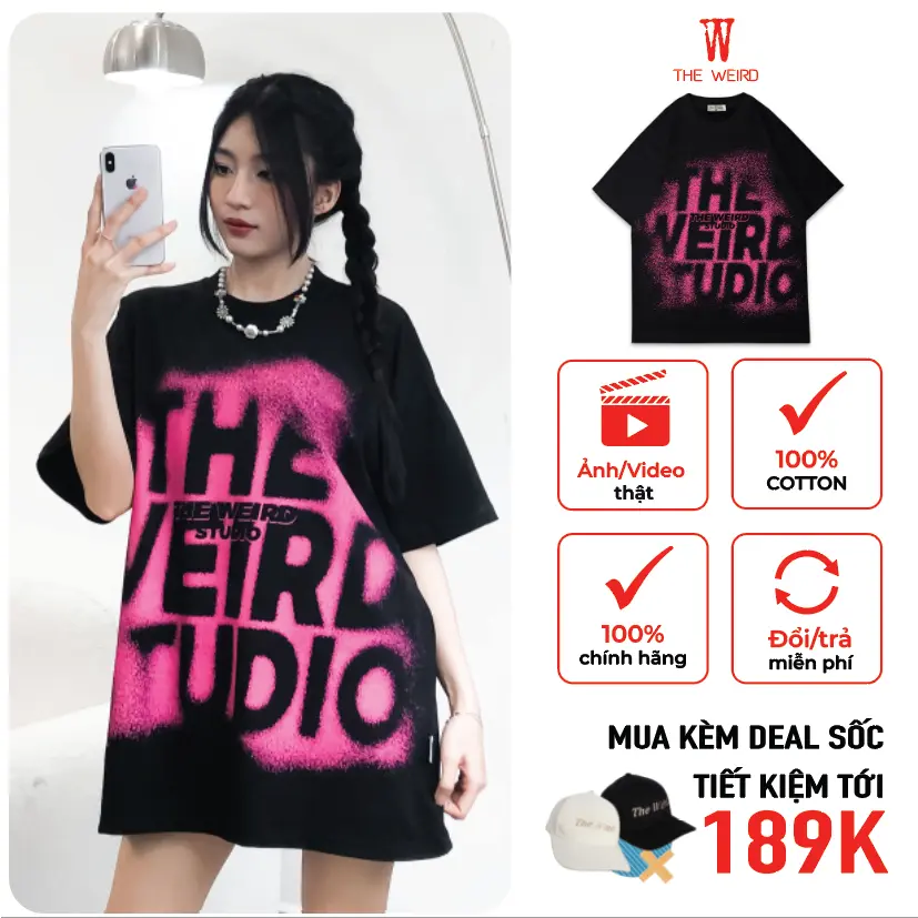 LOCAL BRAND Áo thun The Weird Phong Cách Unisex Form Rộng ATK803