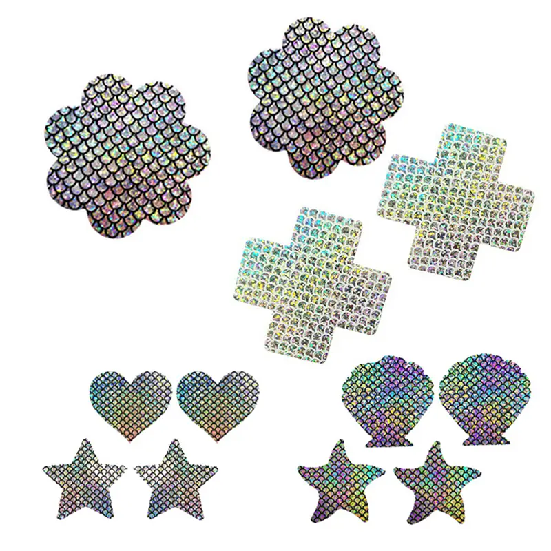 Ultra-thin Laser Colors Chest Sticker 1 Pairs Breast Pasties  Cover Breathable Disposable Invisible Bra Adhesive