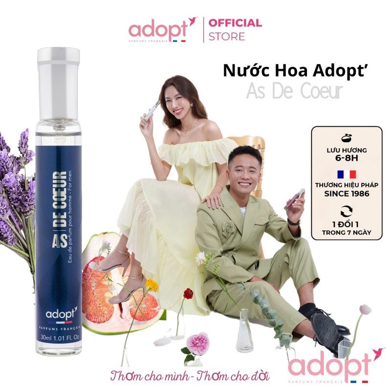 Nước hoa nam,nước hoa chính hãng Adopt hương thơm bad boy cá tính - As De Coeur dung tích 30ml 0