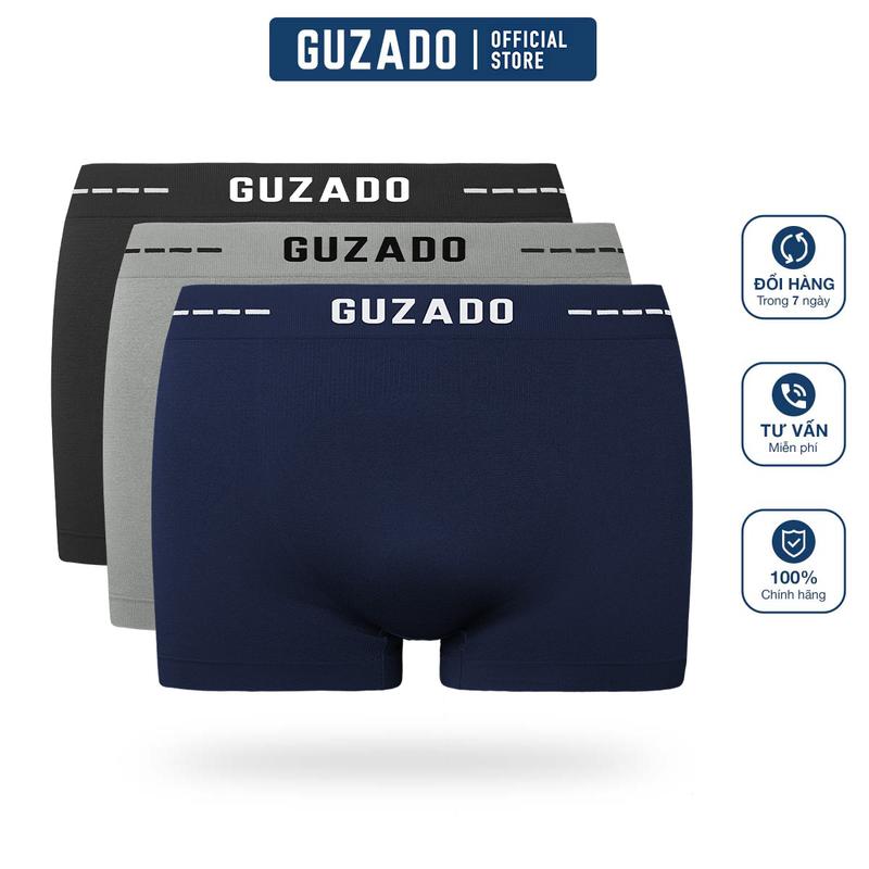 [Under Wear] GUZADO - Quần Sịp Boxer Nam  Menswear  Vải Thun Thiết Kế Công Nghệ Không Đường May GBX04