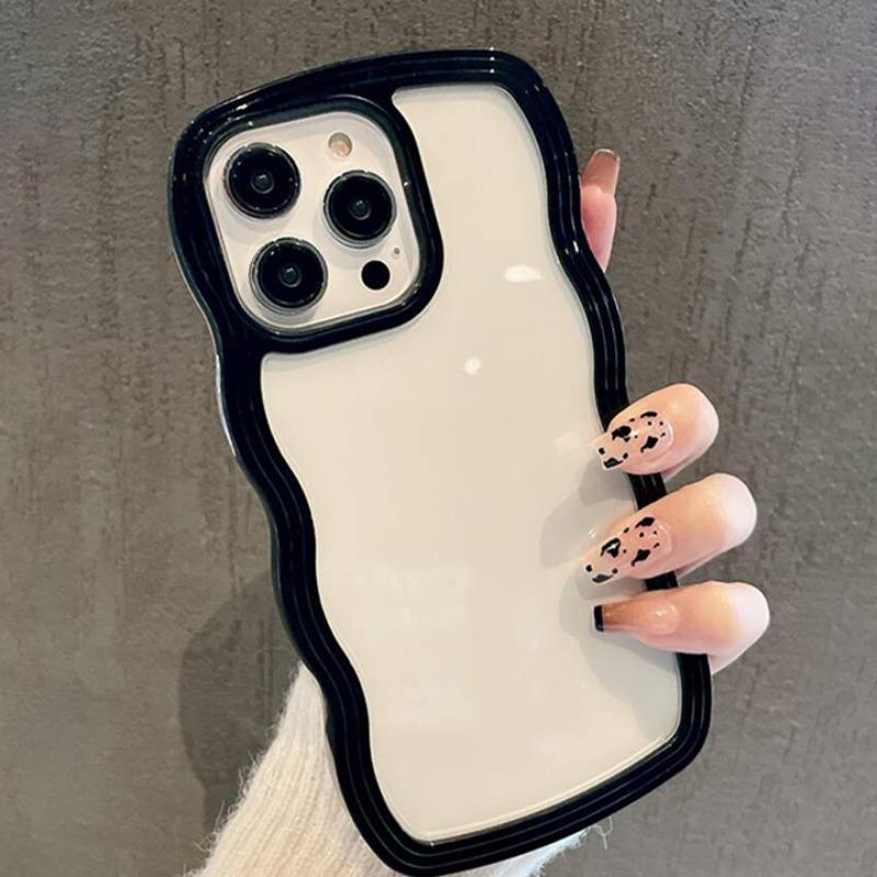 Clear Wavy Edge Design Phone Case, 1 Count Decorative Phone Protector Cover, Phone Accessory Compatible With iPhone 2