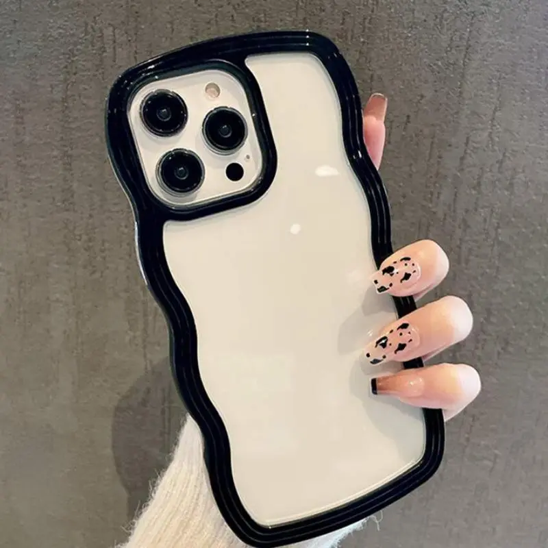 Clear Wavy Edge Design Phone Case, 1 Count Decorative Phone Protector Cover, Phone Accessory Compatible With iPhone 2