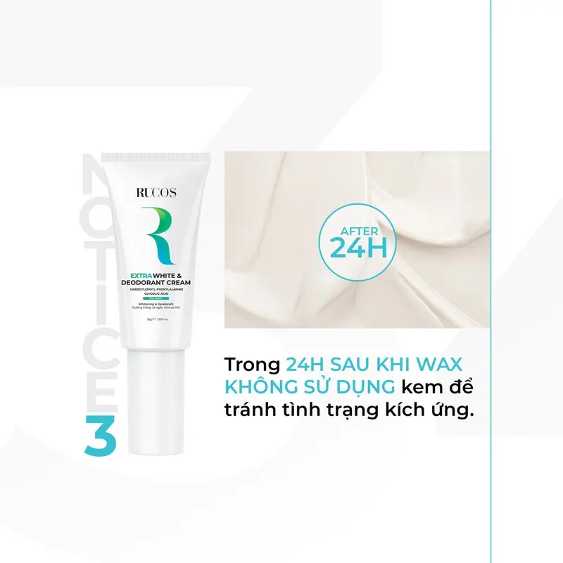 Extra White & Deodorant Cream - Kem dưỡng vùng da dưới cánh tay 35g - Rucos kem nách ngăn mùi cơ thể 4