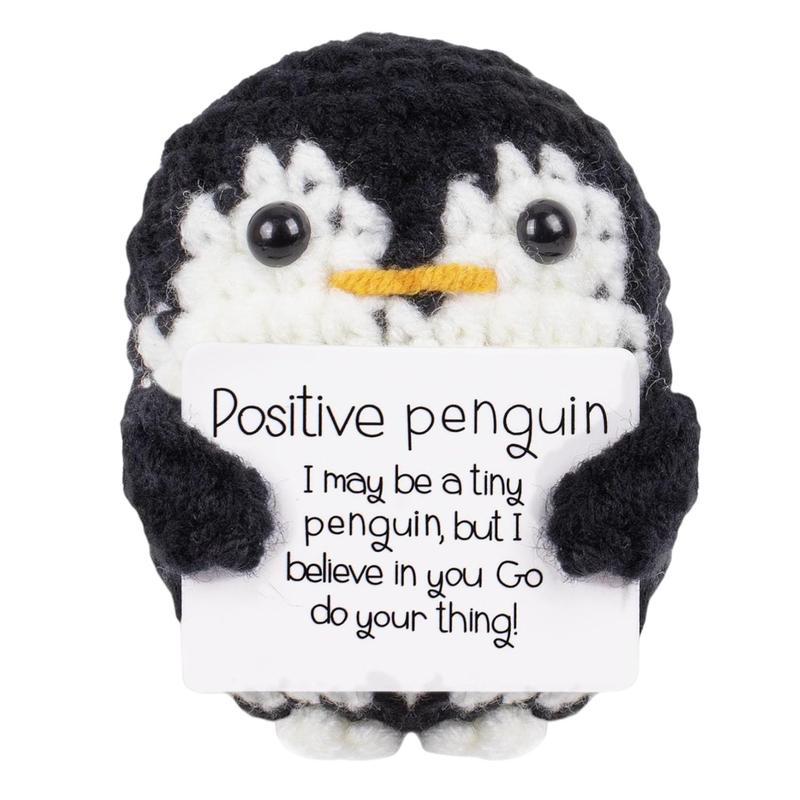 Cute Penguin Design Crochet Ornament, Knitted Penguin Toy with Emotional Support Card, Creative Cute Crochet Ornament for Car Decoration, Bag Pendant, Gift for Her, Girl's Gift, Gift for Mom, Mother's Day Gift, Stuffed Animal, Kids Toys 5