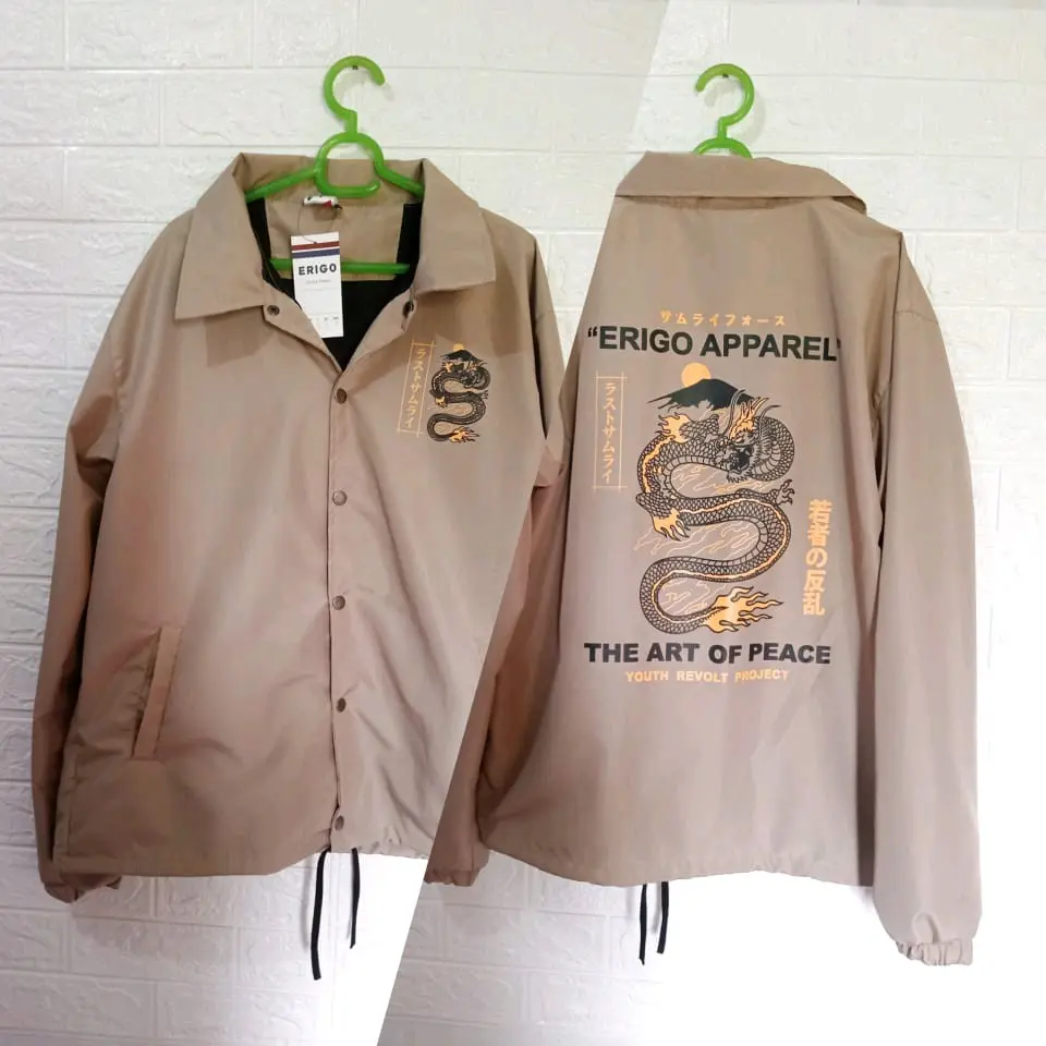 jaket parasut Japan krem jaket kekinian anak muda Sablon Waterproof Pria Wanita