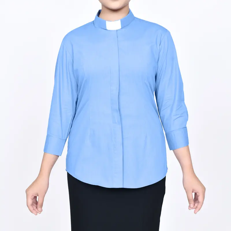 Pendeta - New Kemeja Collar Biru Langit - Japanese Cotton - Jos Miracle Bandung - Miracle - JMB Pria Baju 3