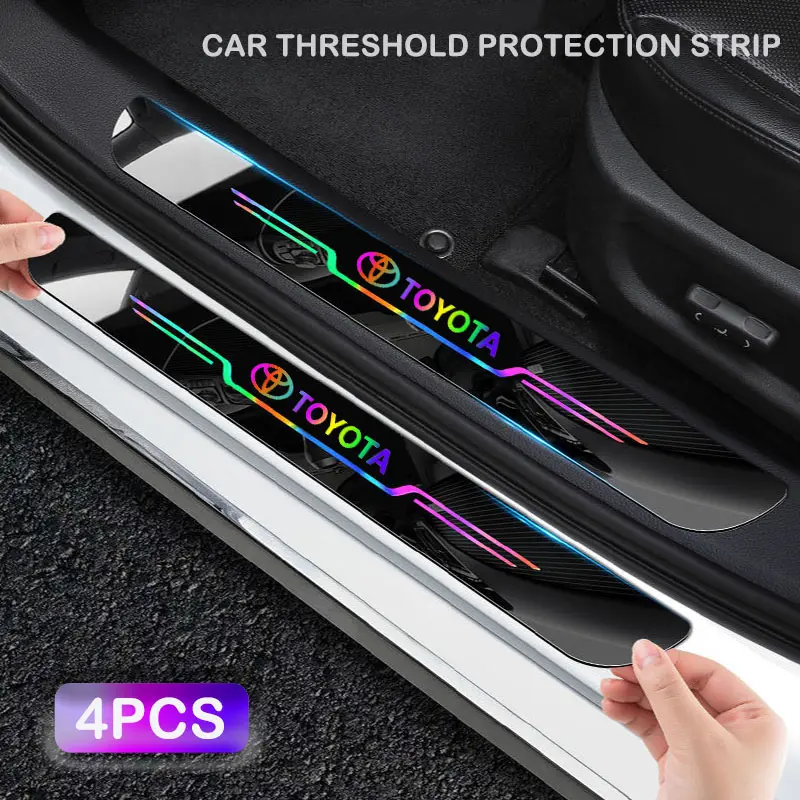 Dải Ngưỡng Cửa Xe Hơi, Bộ 4 Miếng, Chống Trầy Xước, Trang Trí, Miếng Dán Bảo Vệ Bàn Đạp Chào Mừng, Thích Hợp Cho Toyota Rav4, Vios, Corolla, Wigo, Fortuner, Camry, Raize, Veloz, Innova, Prius, Revo, Wildlander, Auris, Hilux Nhãn Dán