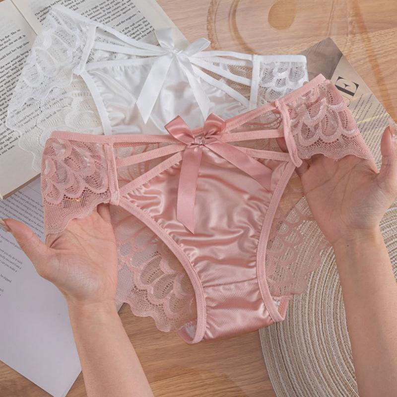 Quần Tam Giác Cạp Trung Phối Nơ Ren, Dành Cho Nữ, Thoải Mái Và Thoáng Khí, Đáy Quần Bông Và Đáy Quần, Nhanh Khô, Mềm Mại Và Thân Thiện Với Làn Da, Quần Lót Nữ