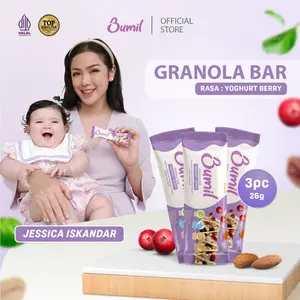 BUMIL Makanan Ringan Bar Rasa Yoghurt Berry dengan Daun Katuk (Granola Bar Yoghurt Berry) [3 pcs]