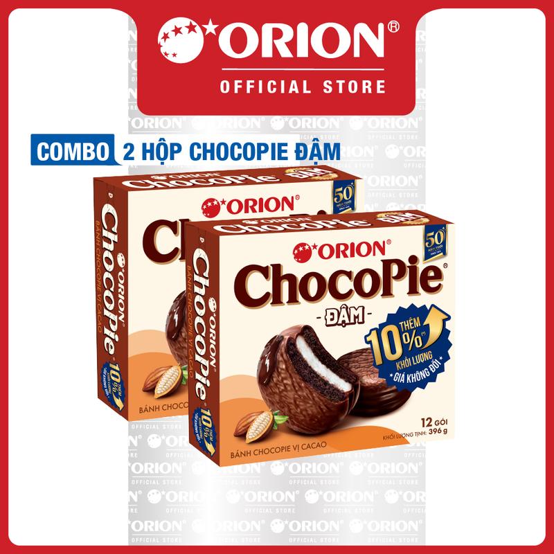 Combo 2 Hộp 12 Gói Bánh ChocoPie Đậm Vị Cacao 396g Hộp