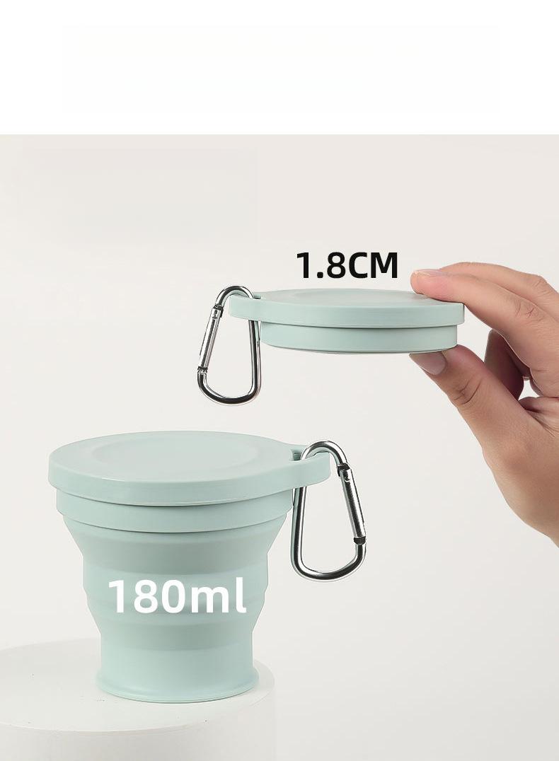 Product Introduction of Folding Cup, 180ml Capacity, Mini Size, Can Be Adjustable Cup, Made of Silicone, Portable, Suitable for Tea, Coffee, Outdoor Travel, Telescopic Water Cup with Aluminum Red Blue Outdoor Lid 0