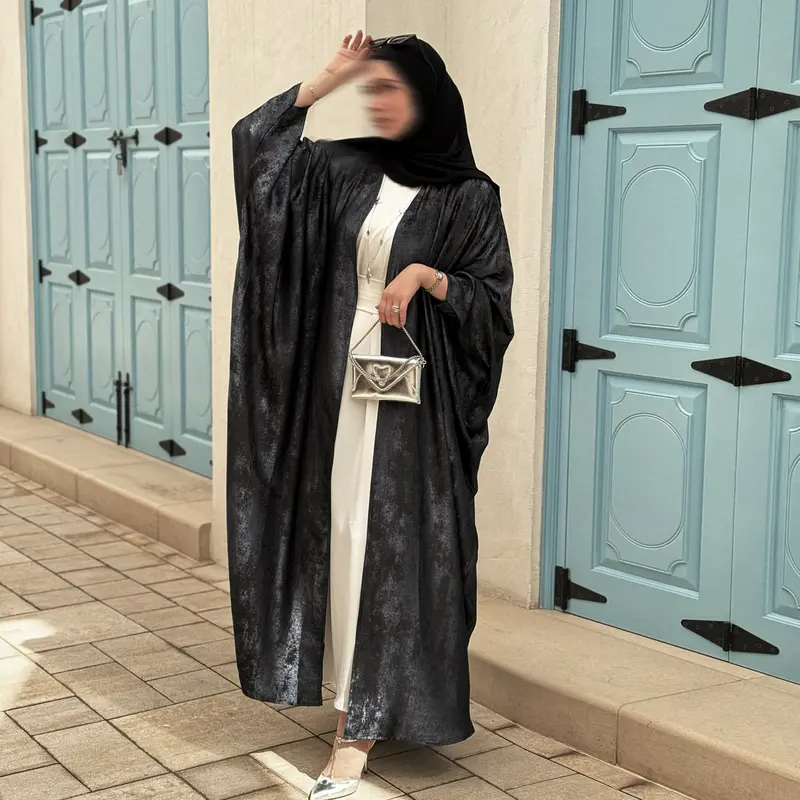 2025 Muslim clothing fashion stitching Dubai Turkish elegant robe open  abayas 2