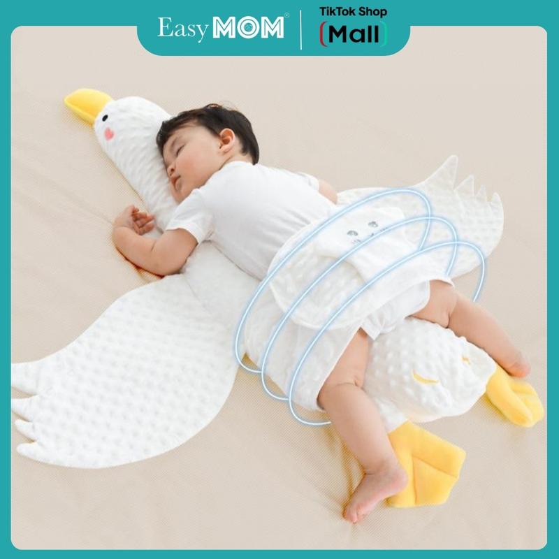 Gối vịt trắng nằm sấp chính hãng EASYMOM, gối chống đầy hơi cho bé sơ sinh