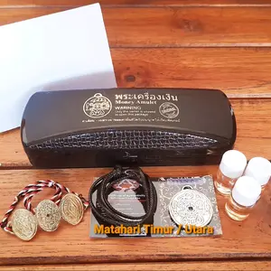 Money Amulet Silver Asli Thailand Bersertifikat dg 3 PIN & Gelang Tridatu