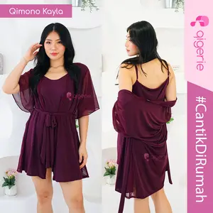 KAYLA QIGERIE | One Set Kimono Tidur Wanita | Baju Tidur Sexy | Baju Dinas Malam