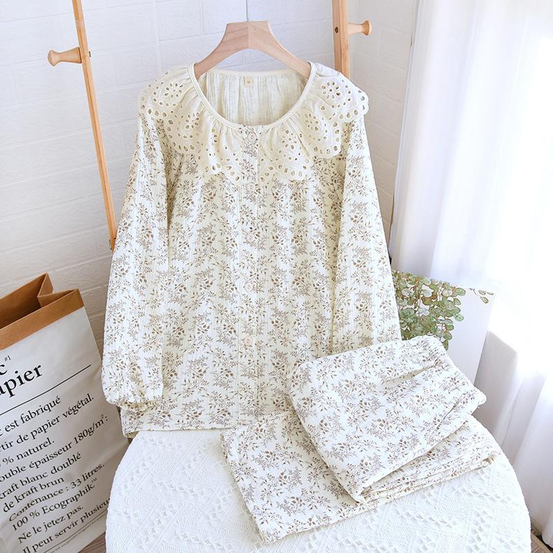 Bộ Đồ Mặc Nhà Dài Tay Cao Cấp Chất Liệu Xô Muslin Mát 1