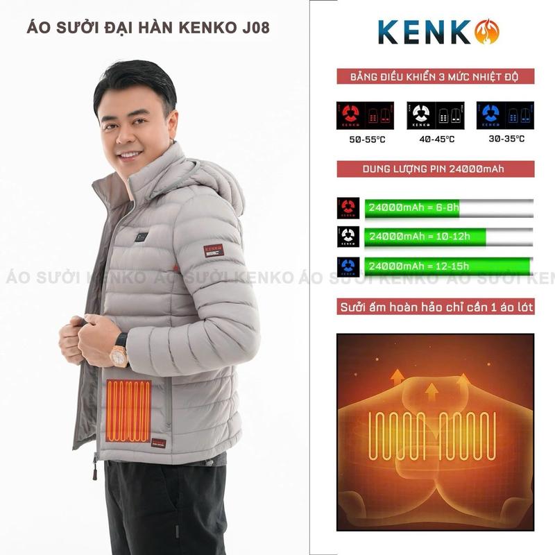 (Hàng chính hãng) Áo sưởi ấm KENKO J08 7 vùng nhiệt, pin 24000mah, sd từ 6-12h. Bảo hành 12 tháng 2