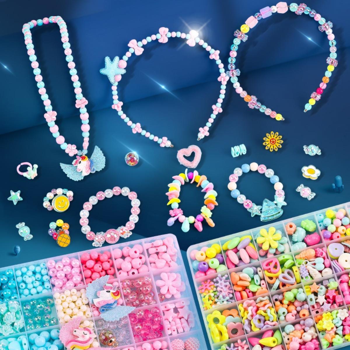 Kreasi Mainan Anak Perempuan DIY: Set 4 Aksesori Perhiasan Termasuk Kalung, Gelang, Cincin, dan Manik-Manik Untuk Kreativitas Anak
