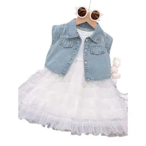 [Cleynkidz] C20303 Dress Anak Fashion Kekinian Dress Tutu Layer Anak+Rompi Jeans Fashion Terbaru