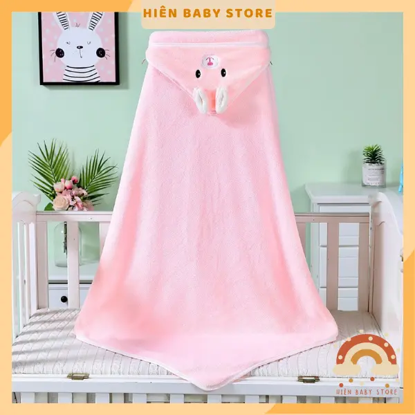 Choàng ủ lông hình thú/ Khăn tắm hình thú có mũ nỉ bông, ấm áp mùa đông cho bé mềm ,thấm hút ,không sổ lông an toàn cho be-Hiên baby store 3