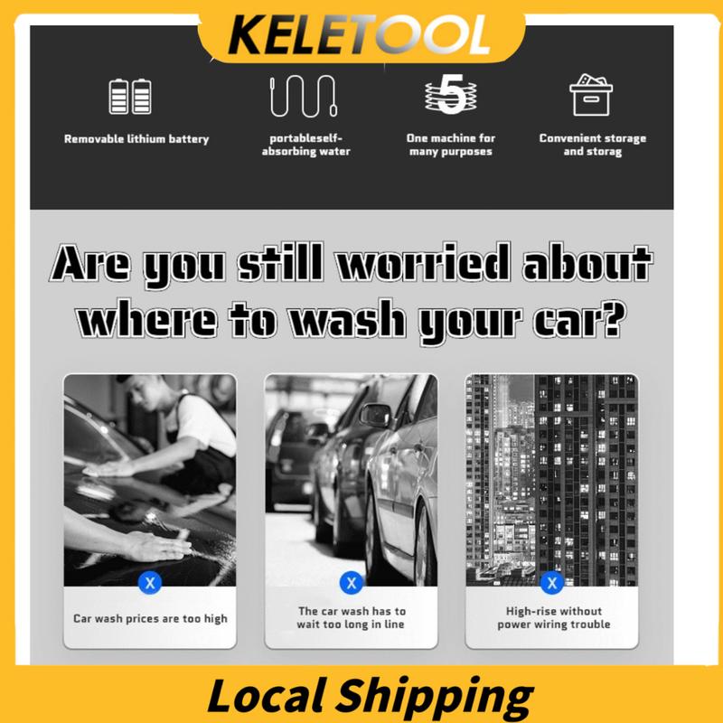 Product Introduction of LOCAL SHIPPING SG SELLER LOCAL STOCK  Water Spray Gun Water Jet High Pressure Powerful Sprayer Car Wash Washer Cordless Portable 1