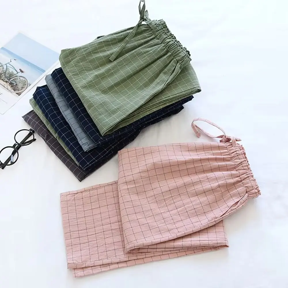 New Plaid Sleeping Pants Cotton Casual Pajama Pants Soft Simple Home Wear Woman