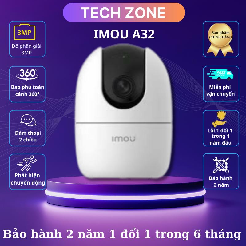 DEAL HỜI Camera wifi Imou A32 bản mới 2025 độ phân giải 2k-3m xoay 360 tự động xoay theo người đàm thoại 2 chiều cảnh báo còi hú ban đêm hình ảnh hồng ngoại tại TECHZONE VN