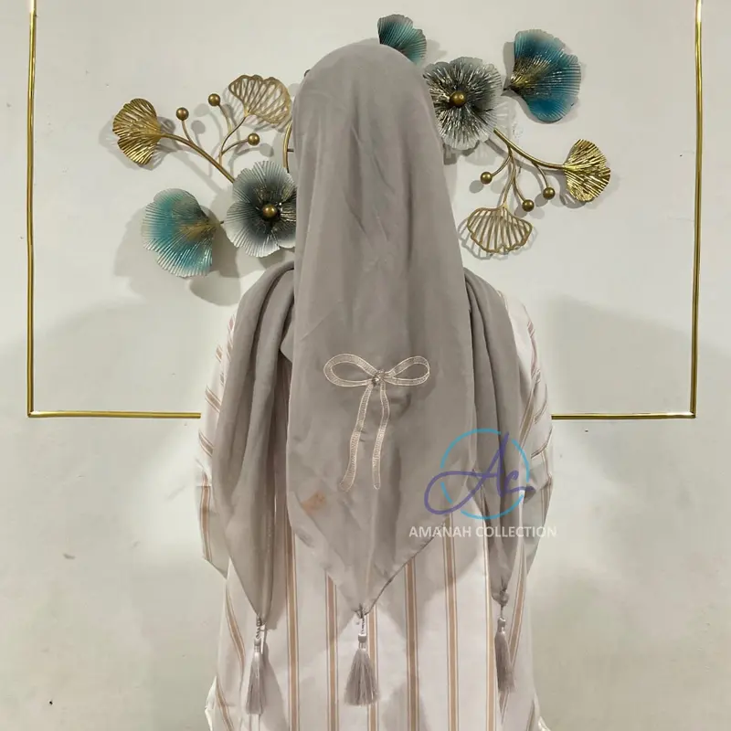 Hijab Coquette Tassel Bordir Pita Jilbab Paris Tasel Hijab Ribon 5