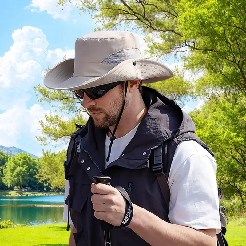 Unisex Outdoor Sun Hat, Wide Brim Sun Hat with Adjustable Rope, Waterproof & Sun Protection Hat for Fishing Hiking Camping Adventure 6