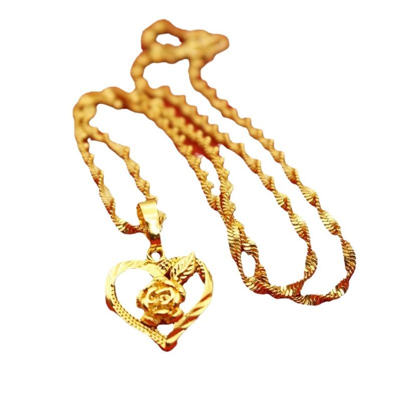 Necklace Women's brass gold-plated pendant Necklace Water ripple collarbone chain Long-term non-fading jewelry for girlfriend 4