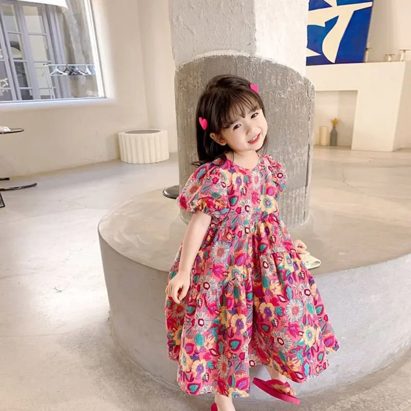 Váy hoa họa tiết rực rỡ cho bé gái 8-36kg cao cấp Happy Kids G08