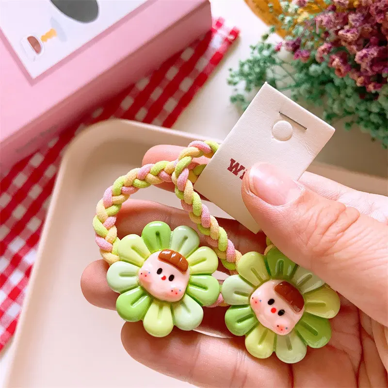 Dây Buộc Tóc Co Giãn, Bộ 2 Chiếc, Hoa Đầy Màu Sắc Đáng Yêu, Dành Cho Bé Gái, Phụ Kiện Tóc Công Chúa Cho Trẻ Em, Dây Buộc Tóc Trẻ Em, Mũ Đội Đầu Cho Bé 6