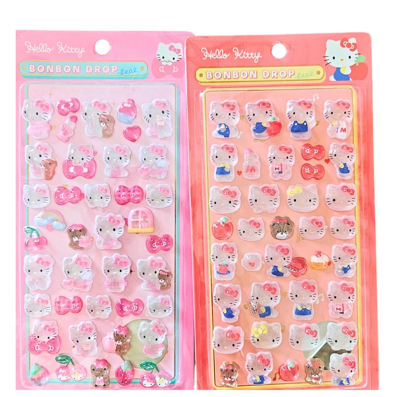 Combo 2 Sticker kitty 3d nổi STI105 màu sắc nổi bật trang trí vở điện thoại laptop làm bullet journal