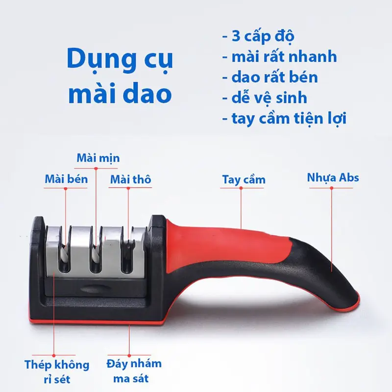 Dụng cụ mài dao kéo cầm tay 3 rãnh giúp giao luôn sắt bén, Đồ mài dao kéo đa năng cắt thái nhẹ nhàng không dùng lực 7