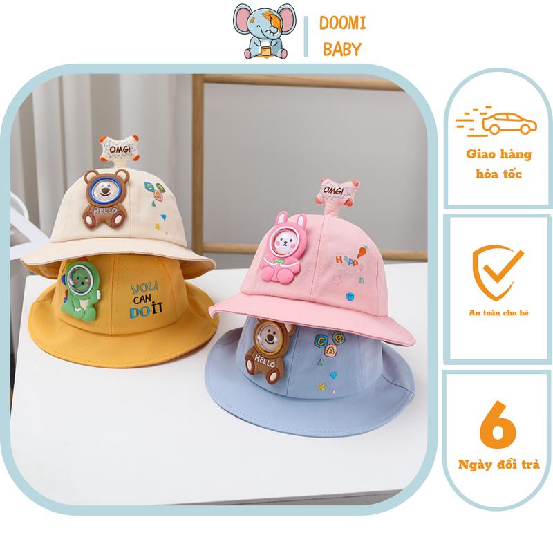 Mũ Vành Cho Bé Mũ Vành Thêu Họa Tiết Gấu Thỏ Đáng Yêu Cho Bé Vải Cotton Từ 6 Tháng Đến 3 Tuổi Doomi Baby - HT521