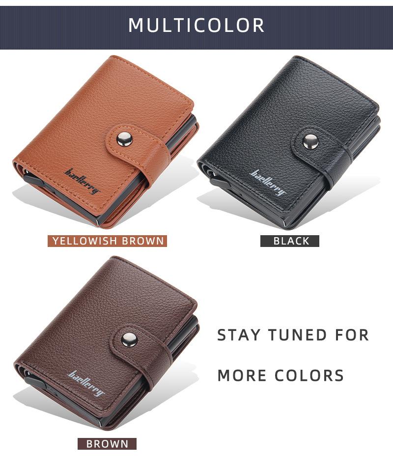 Product Introduction of Men's Card Holder in European and American Style with Lychee Pattern, Automatic Pop-up Card Type Clasp Wallet, Metal Aluminum Box Card Sleeve 9