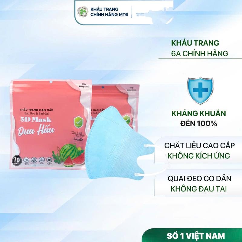 Thùng 100 chiếc khẩu trang 5D dưa hấu kháng khuẩn dùng 1 lần dành cho mặt nhỏ Accessories Phụ Kiện Nam thun vn