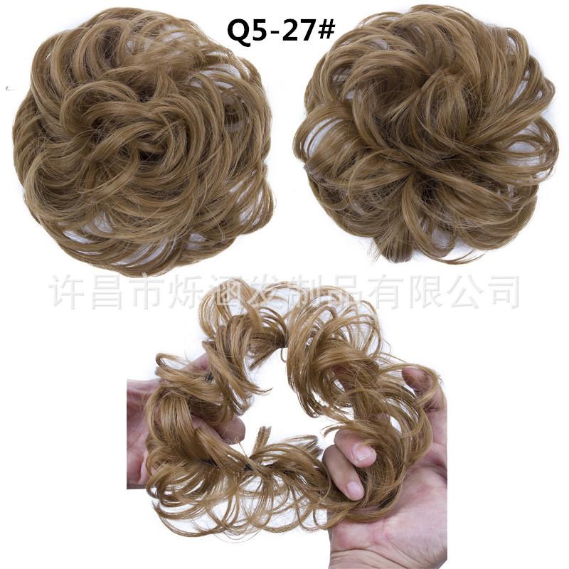 [Hot Sale] Curly Hair Bun Chemical Fiber Wig Hair Bag Female European and American Fluffy Natural Bun Updo Hair Bag Hair Ring Bud 5