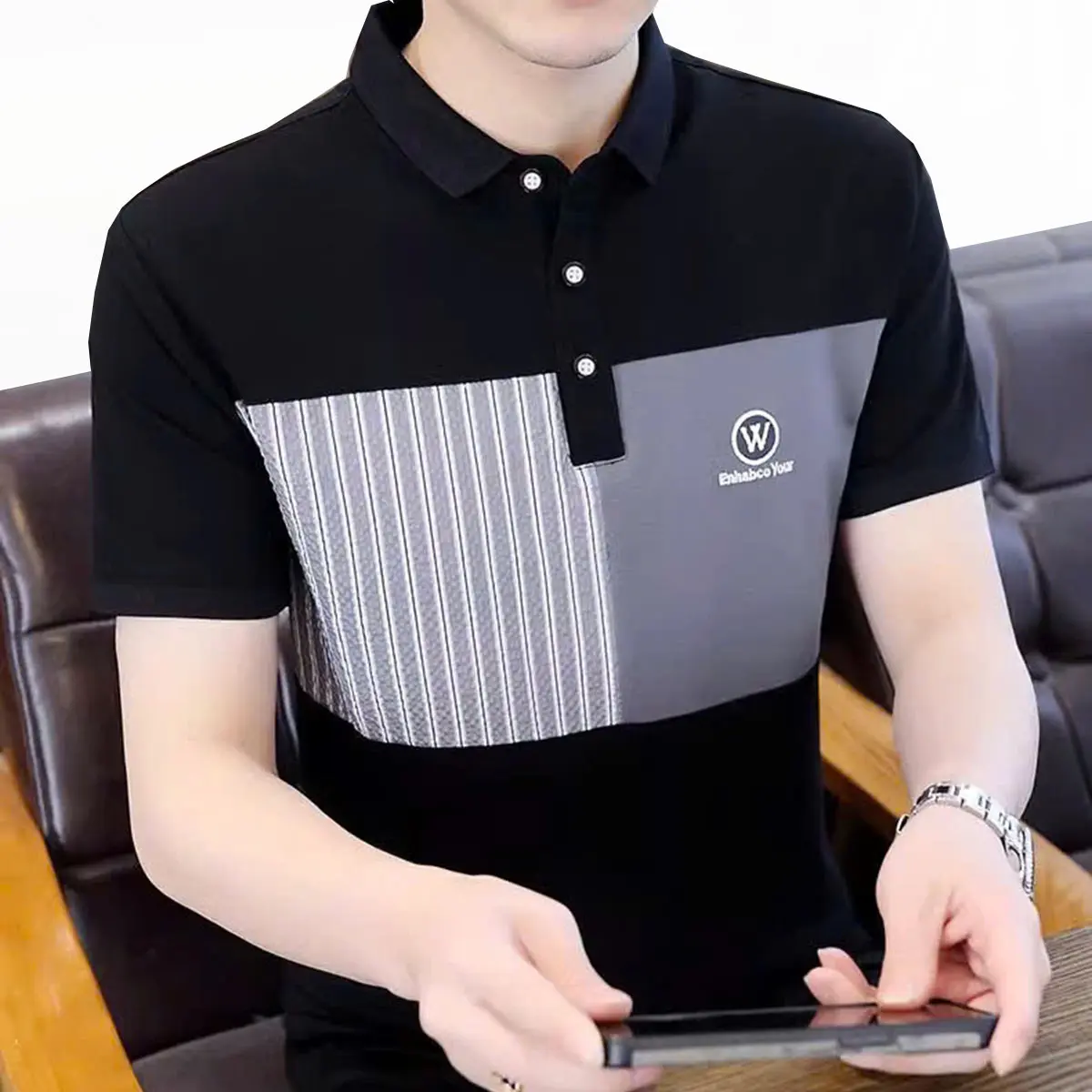 Áo Thun Nam Cổ Bẻ Ngắn Tay vải Cotton Poly Co Giãn mềm mại - Có Cổ Polo Menswear Tay Ngắn Shirt Nhung